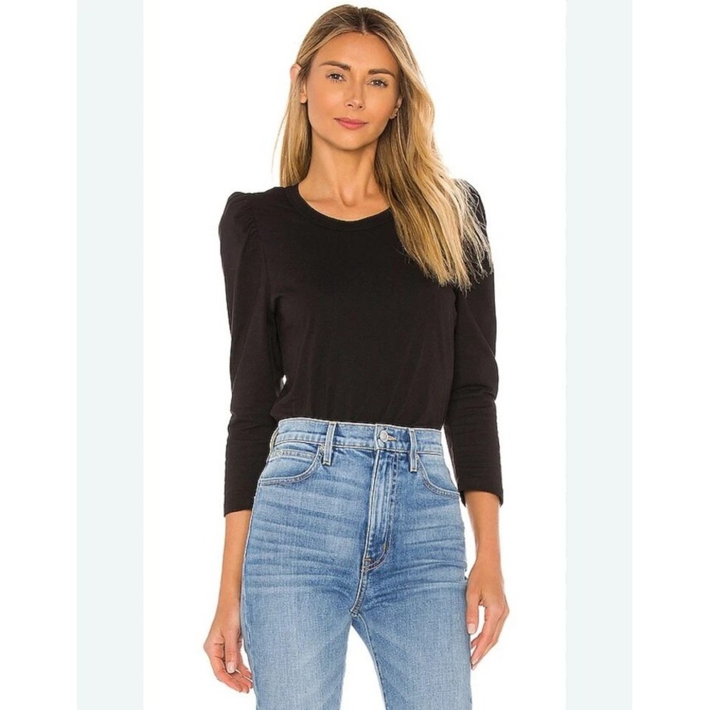 A.L.C. Karlie Puff Sleeve T-Shirt Women M Black Puffed Shoulder‎ Coquette Chic